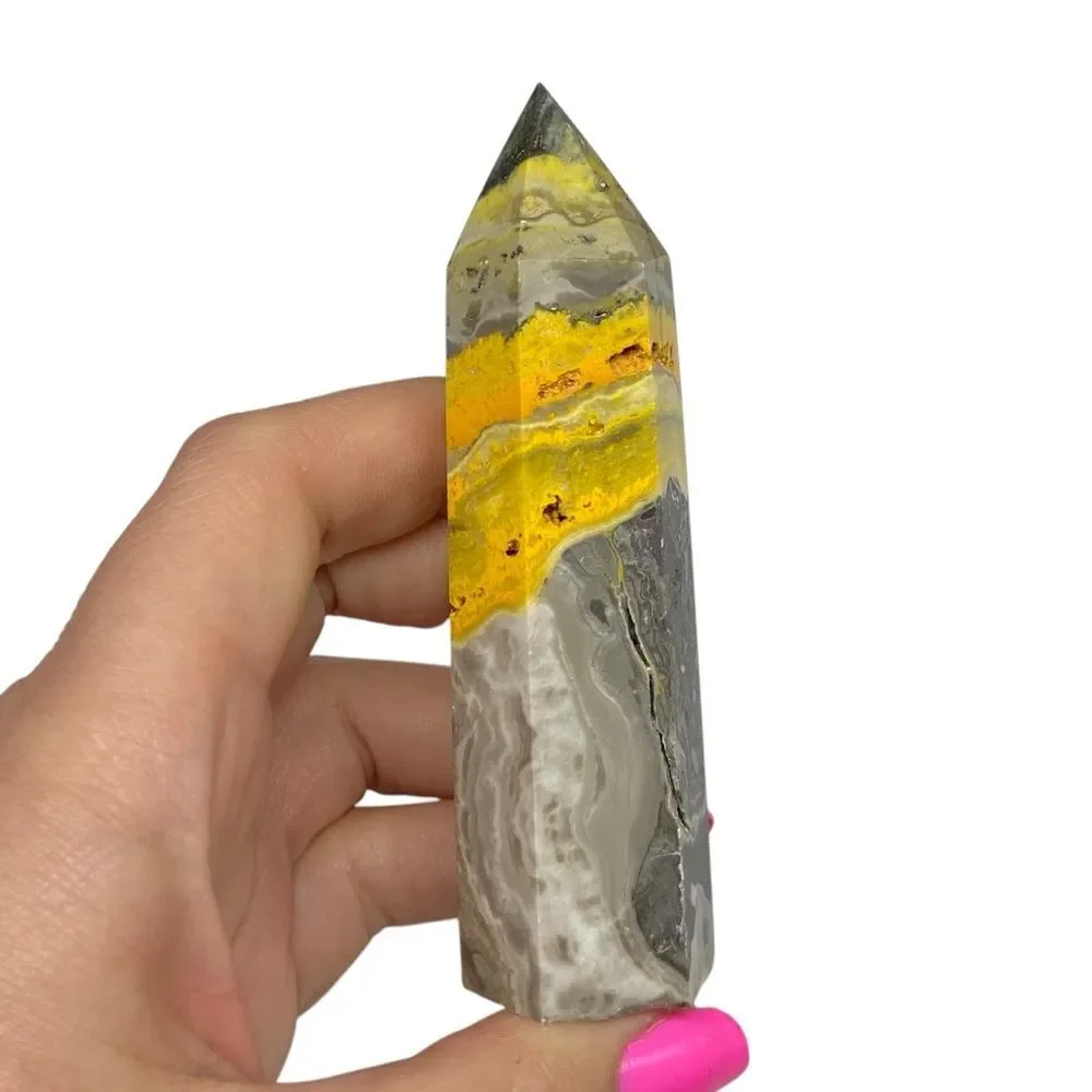 Bumblebee Jasper Tower Natural Stone Crystal Yellow Home Office Decor Gift